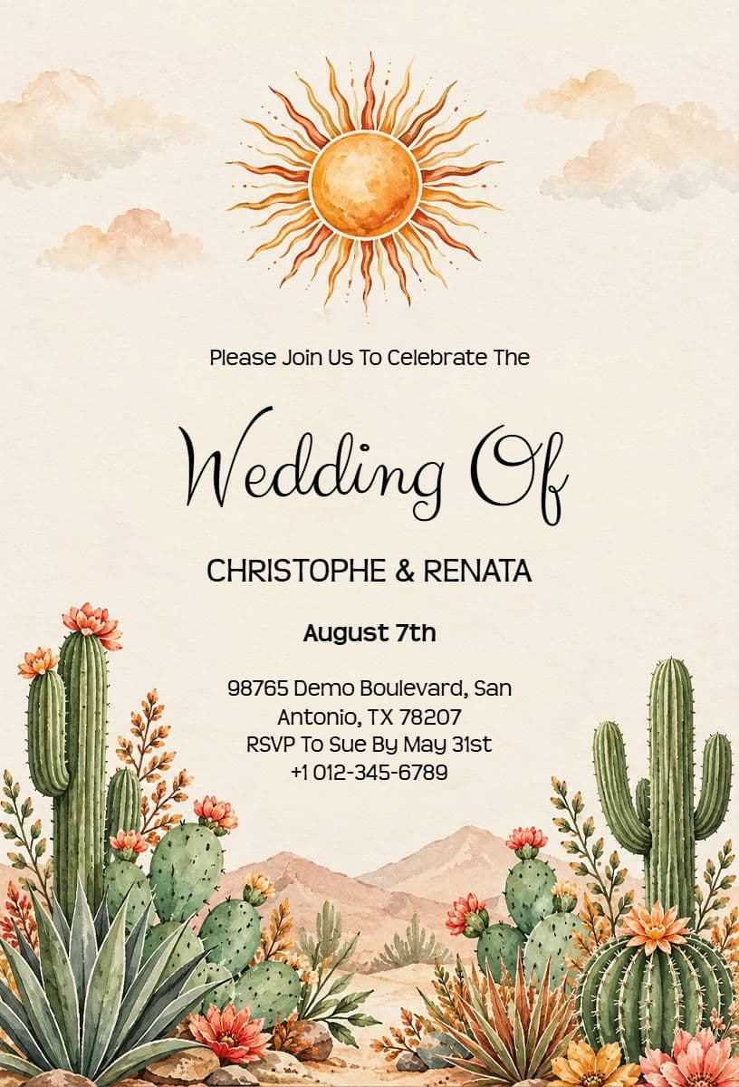 Mexican Themed Wedding Celebration Invitation Template