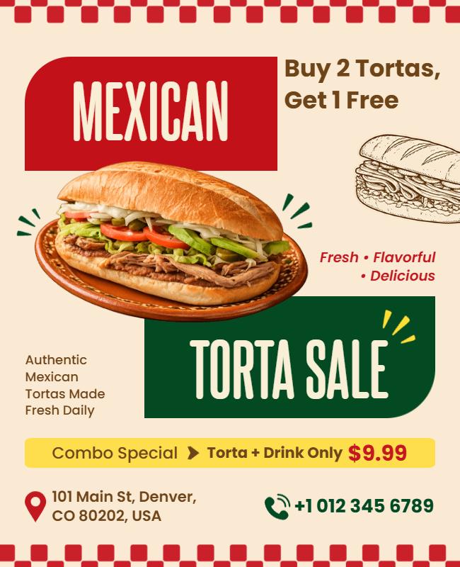 Mexican Torta Sale Promotional Flyer Template