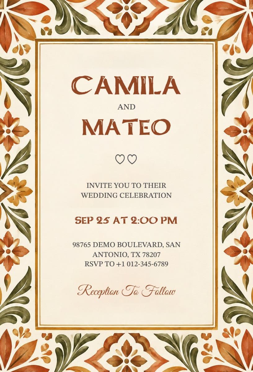 Mexican Wedding Celebration Invitation Template