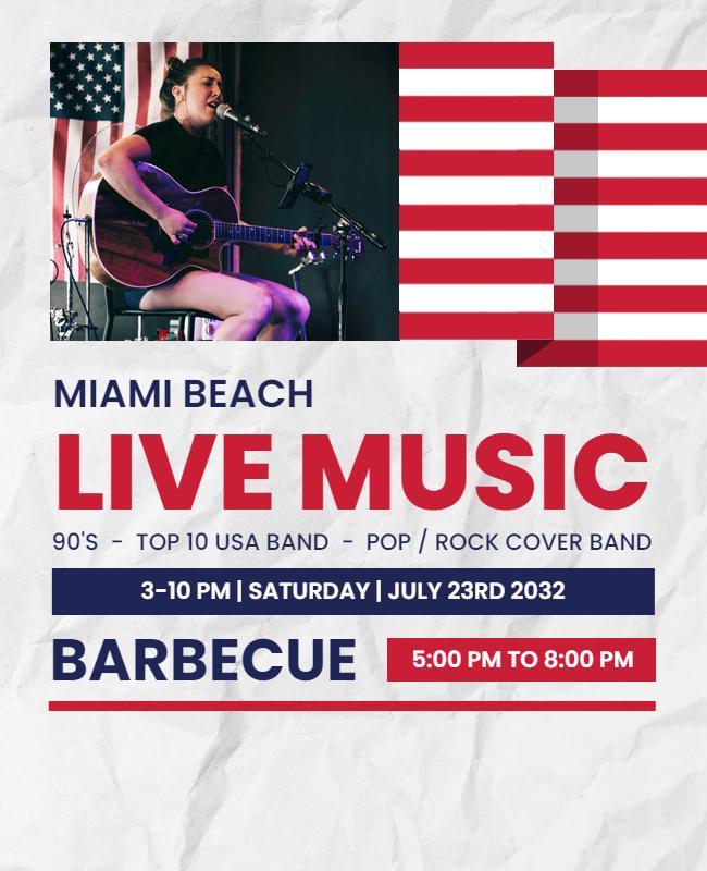 Miami Beach Live Music Barbecue Flyer Template