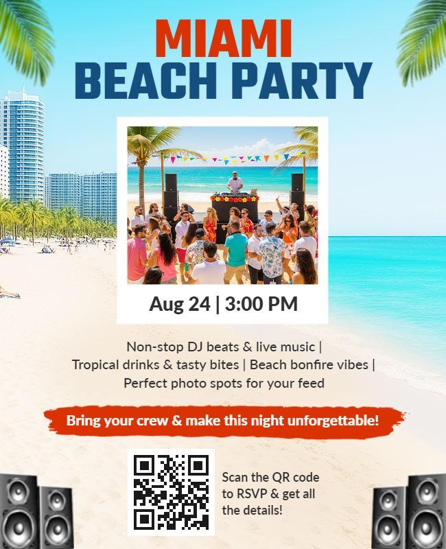 Miami Beach Party Celebration Flyer Template