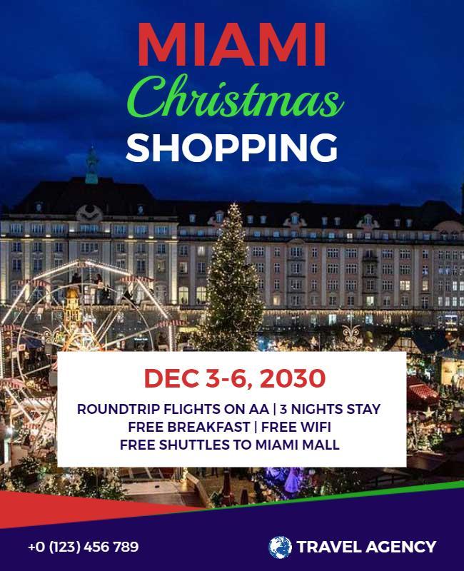 Miami Christmas Shopping Travel Flyer Template