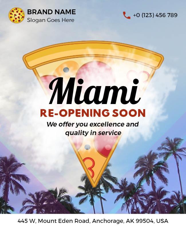 Miami Pizza Restaurant Reopening Flyer Template