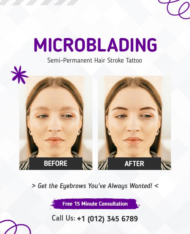 Microblading Semi Permanent Eyebrow Enhancement Flyer Template