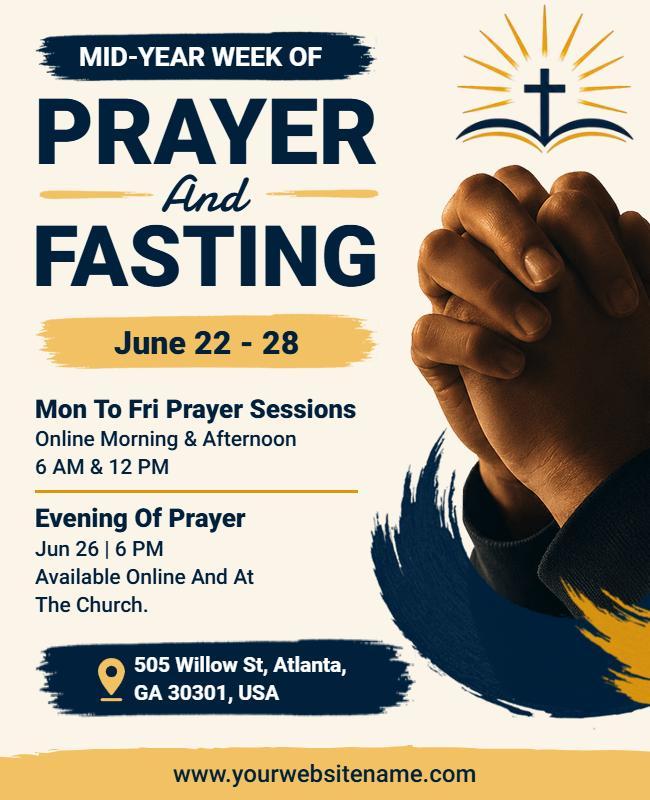 Mid-Year Prayer and Fasting Event Flyer Template