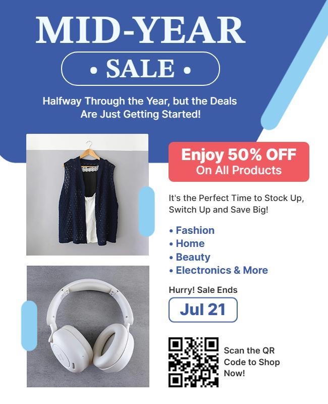 Mid-Year Sale Discount Event Flyer Template