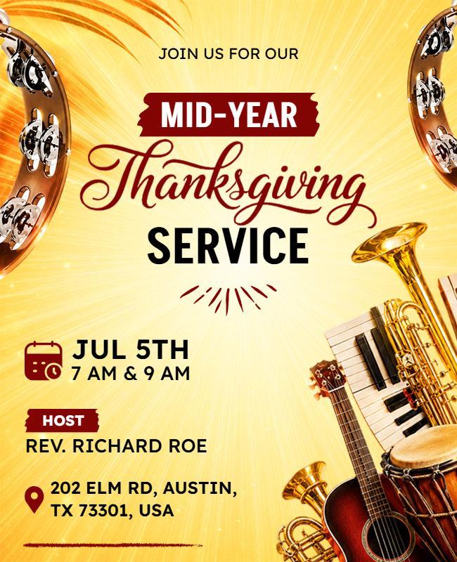 Mid-Year Thanksgiving Service Event Flyer Template