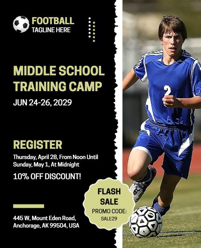 Middle School Football Training Camp Flyer Template