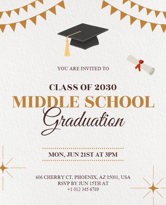 Middle School Graduation Ceremony Invitation Flyer Template