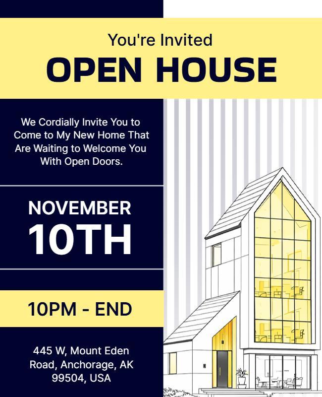 Midnight Blue Open House Flyer Template