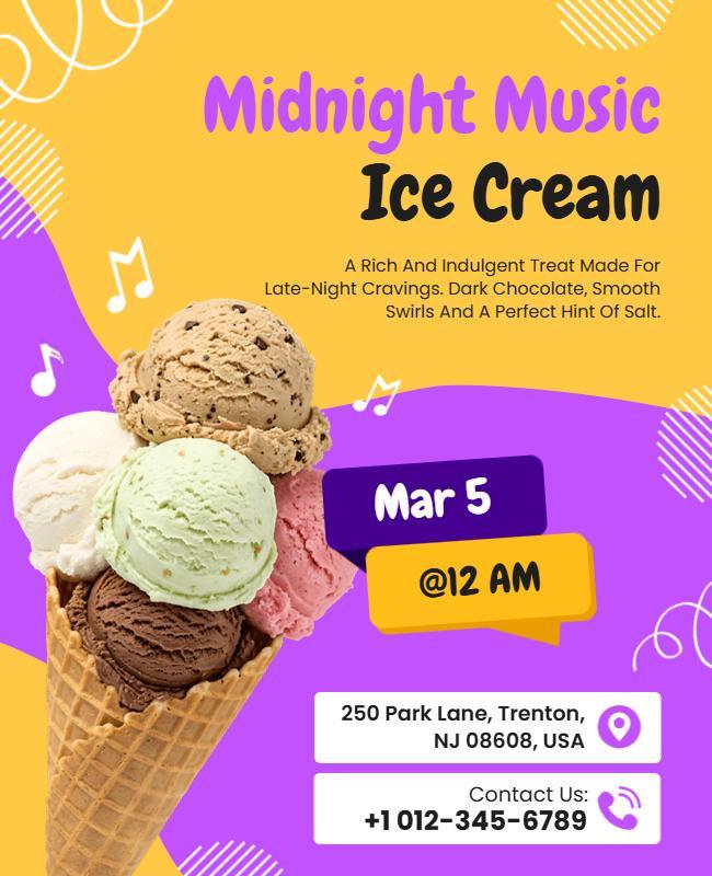 Midnight Music Ice Cream Event Flyer Template