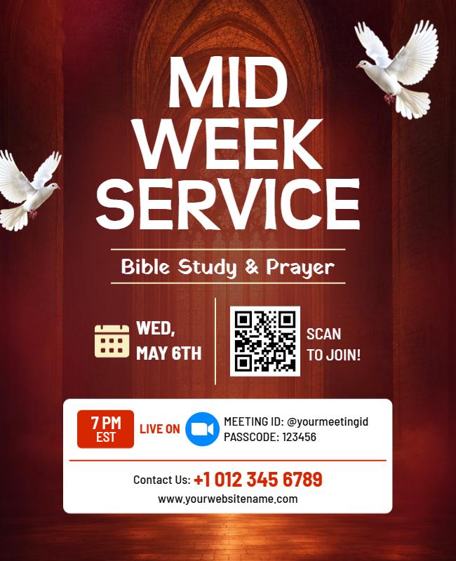 Midweek Bible Service Poster Template