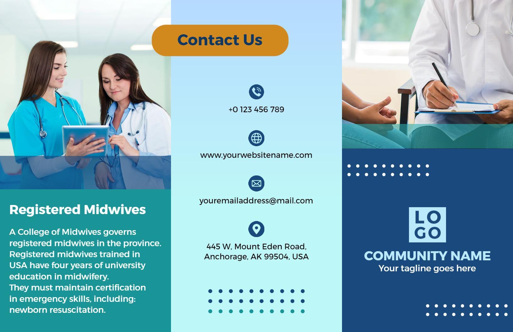 Midwifery Care Services and Support Information Brochure Template