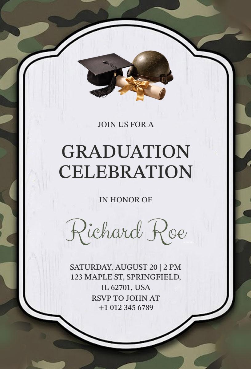 Military Camo Themed Graduation Celebration Invitation Template
