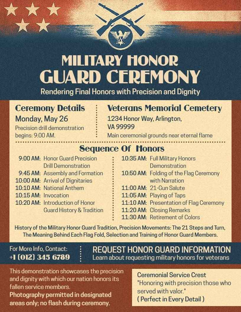 Military Honor Guard Memorial Ceremony Flyer Template