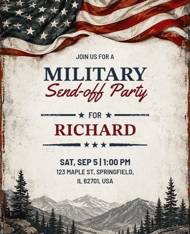 Military Send-Off Party Invitation Flyer Template