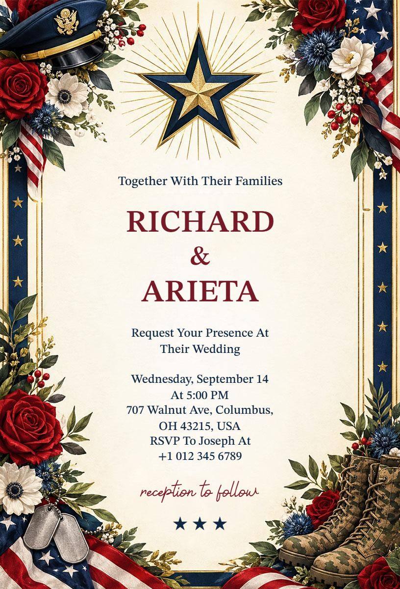 Military Themed Wedding Invitation Template