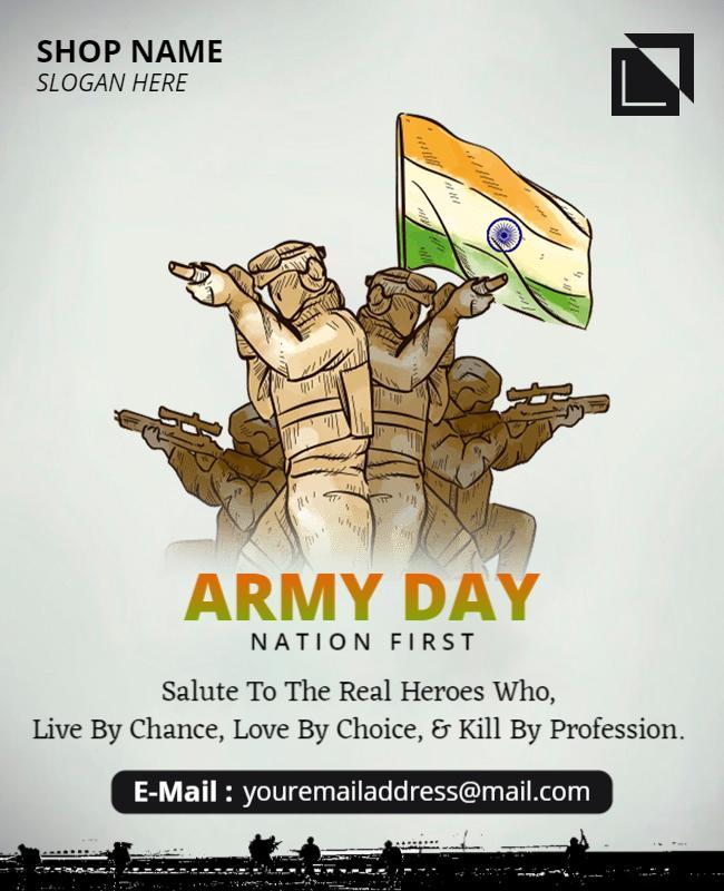 Military Tribute Army Day Celebration Poster Template
