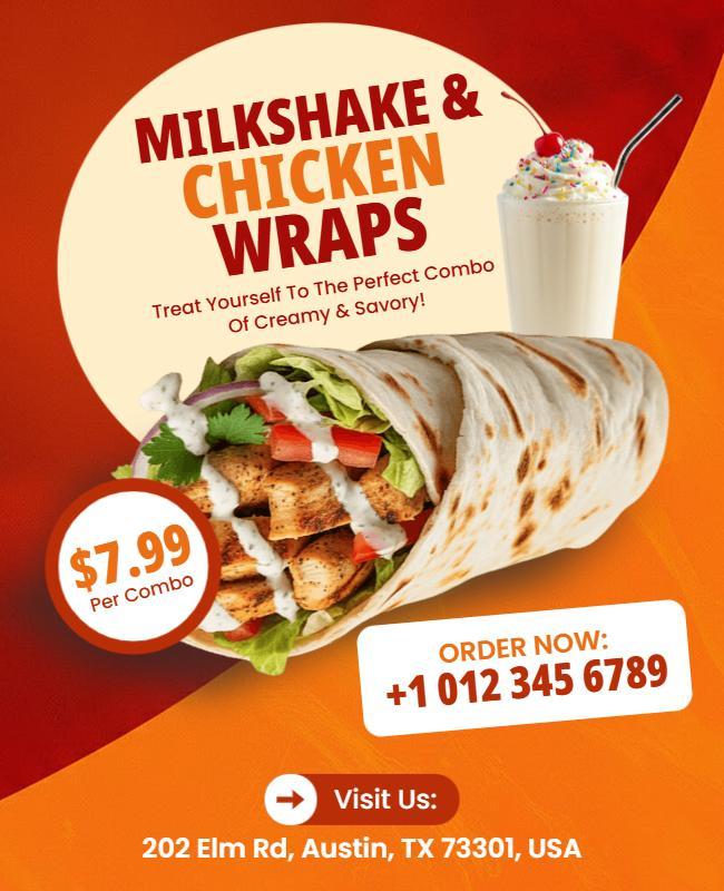 Milkshake and Chicken Wrap Combo Flyer Template