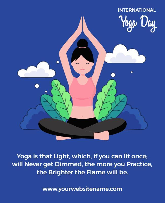 Mindful Blue International Yoga Day Celebration Poster Template
