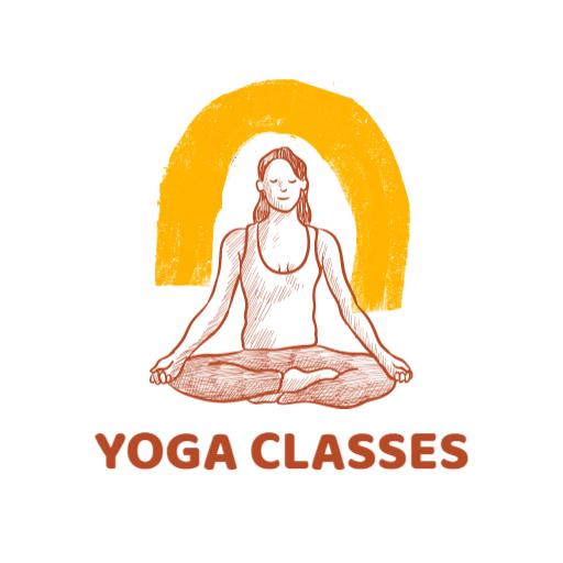 Mindfulness and Peaceful Meditation in Yoga Classes Sketch Logo Template