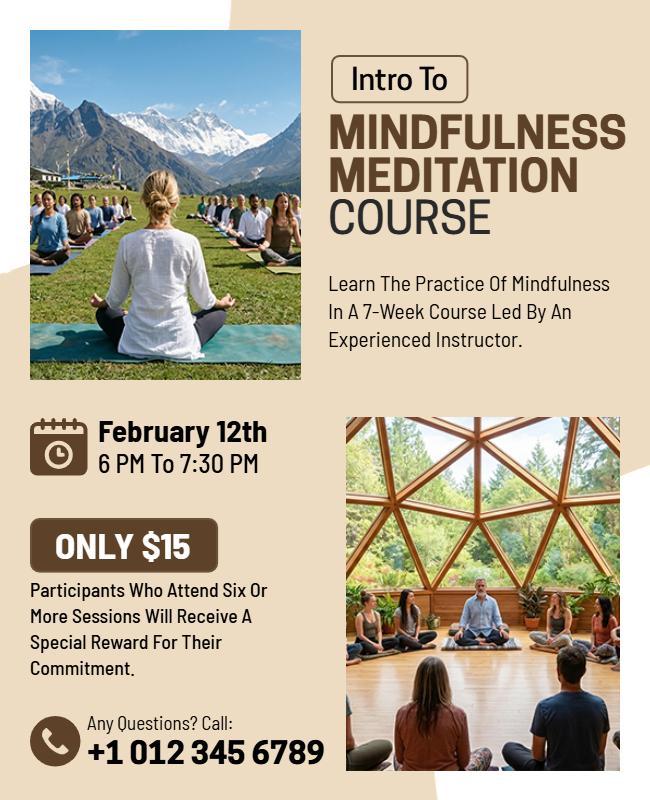 Mindfulness Meditation Course Flyer Template