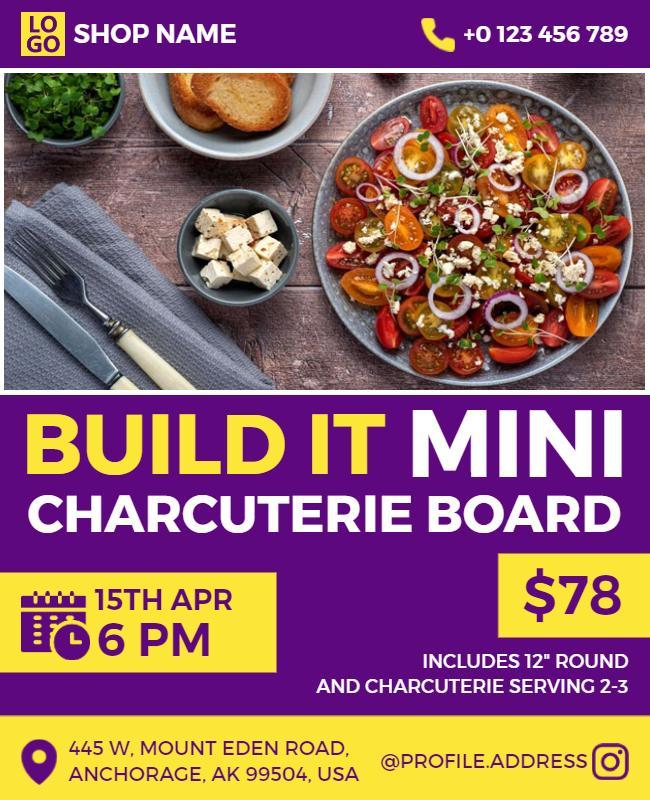 Mini Charcuterie Board Workshop Invitation Flyer Template