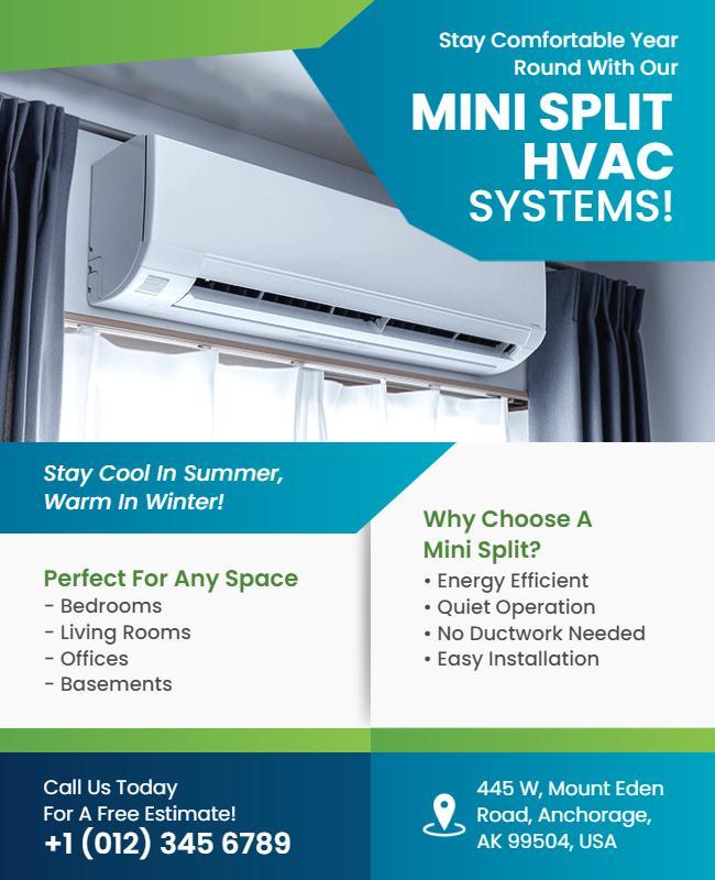 Mini Split HVAC Systems Promotional Flyer Template