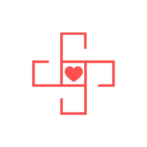 Minimal Red Heart and Cross Design Representing Hospital Logo Template