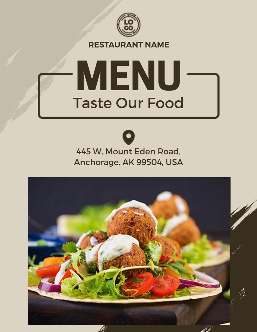 Minimalist Beige Chic Restaurant Food Menu Template