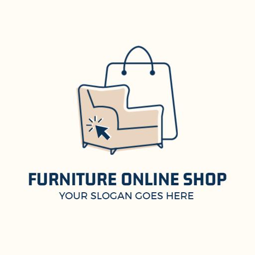Minimalist Beige Furniture Design for Online Shop Logo Template