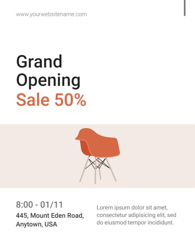 Minimalist Beige Grand Opening Sale 50% Poster Template