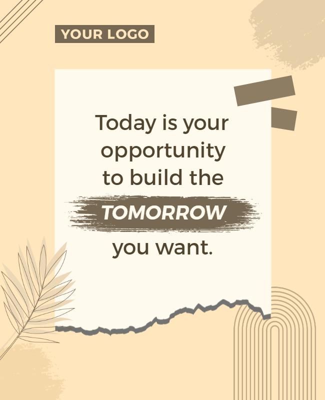 Minimalist Beige Inspirational Motivational Quote Poster Template