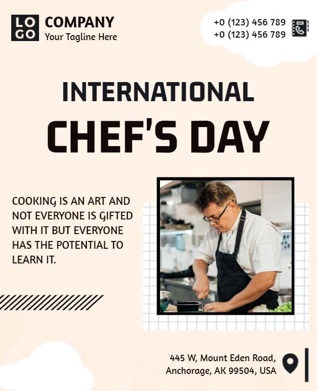 Minimalist Beige International Chef's Day Poster Template