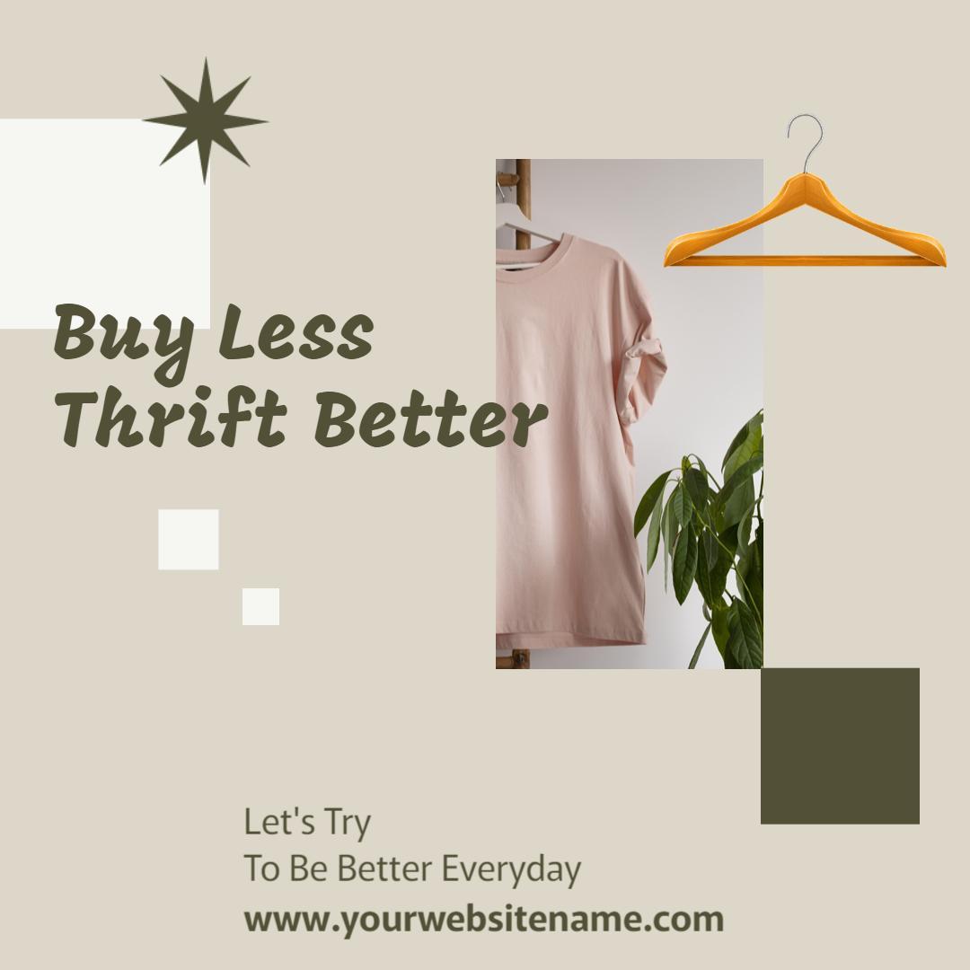 Minimalist Beige Thrift Store Promotion for Conscious Buyers Ad Template
