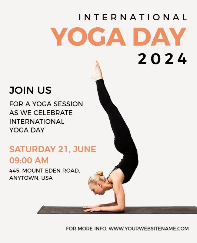 Minimalist Black and White International Yoga Day Poster Template