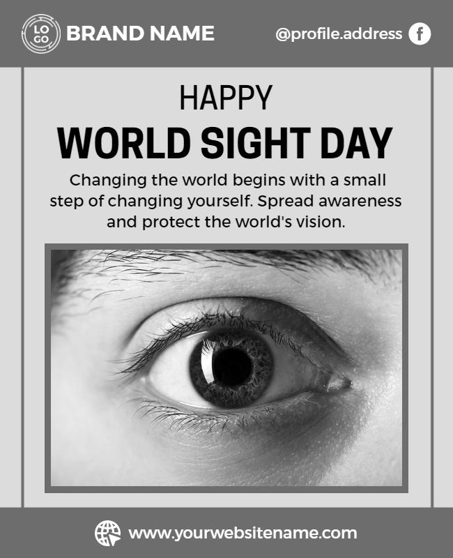 Minimalist Black and White World Sight Day Awareness Poster Template
