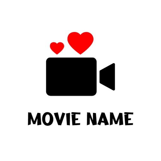 Minimalist Black Camera with Red Hearts Representing Film Logo Template
