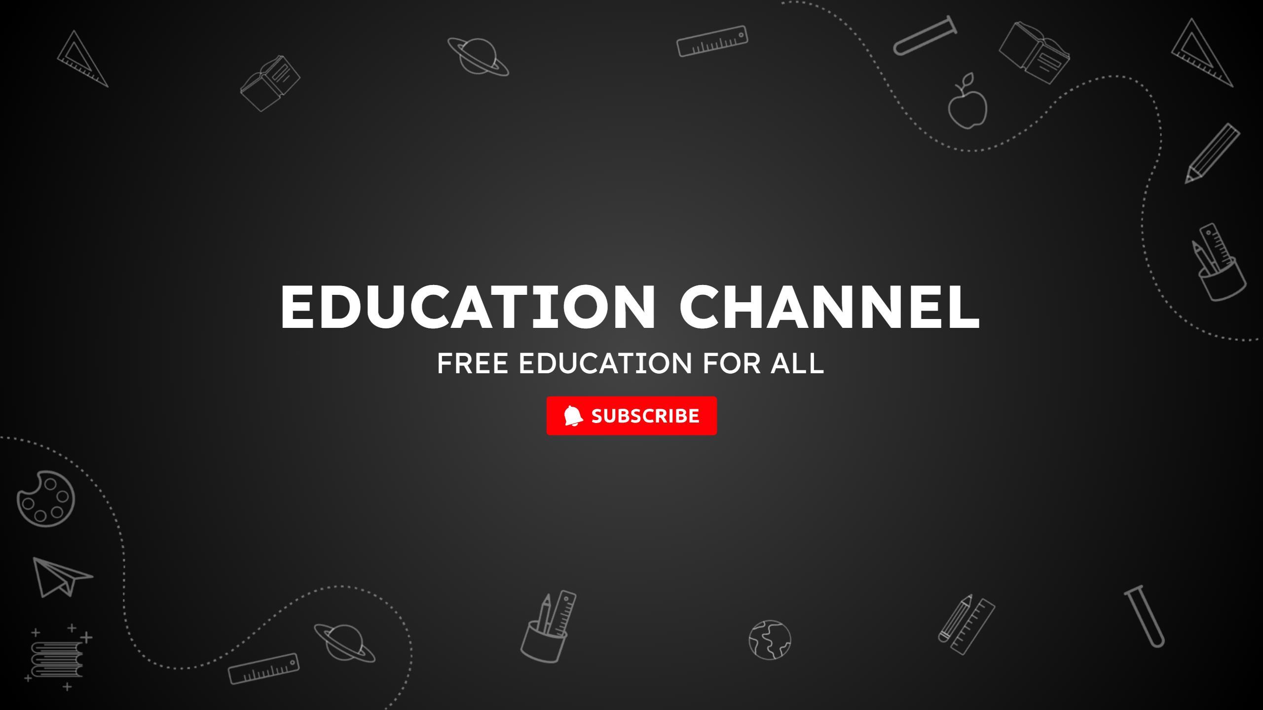 Minimalist Black Education Channel with White Icons Banner Template