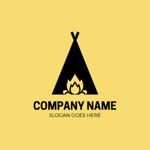 Minimalist Black Teepee Design for Outdoor Camping Company Logo Template