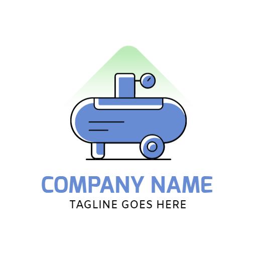 Minimalist Blue and Green Compressor Design Logo Template
