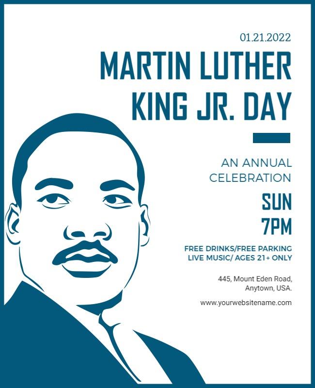 Minimalist Blue Martin Luther King Jr. Day Celebration Poster Template