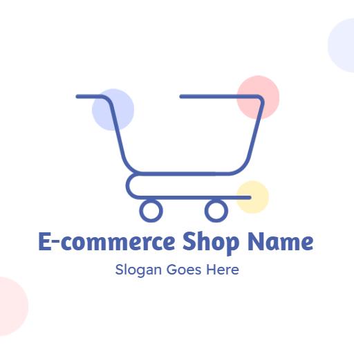 Minimalist Blue Shopping Cart Design for E-commerce Logo Template
