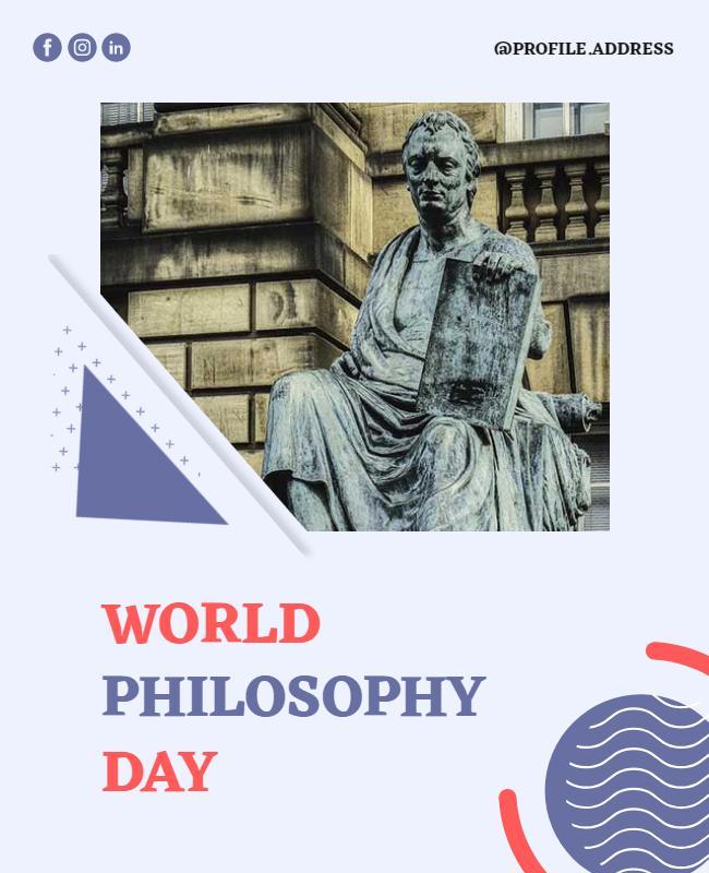 Minimalist Blue World Philosophy Day Celebration Poster Template