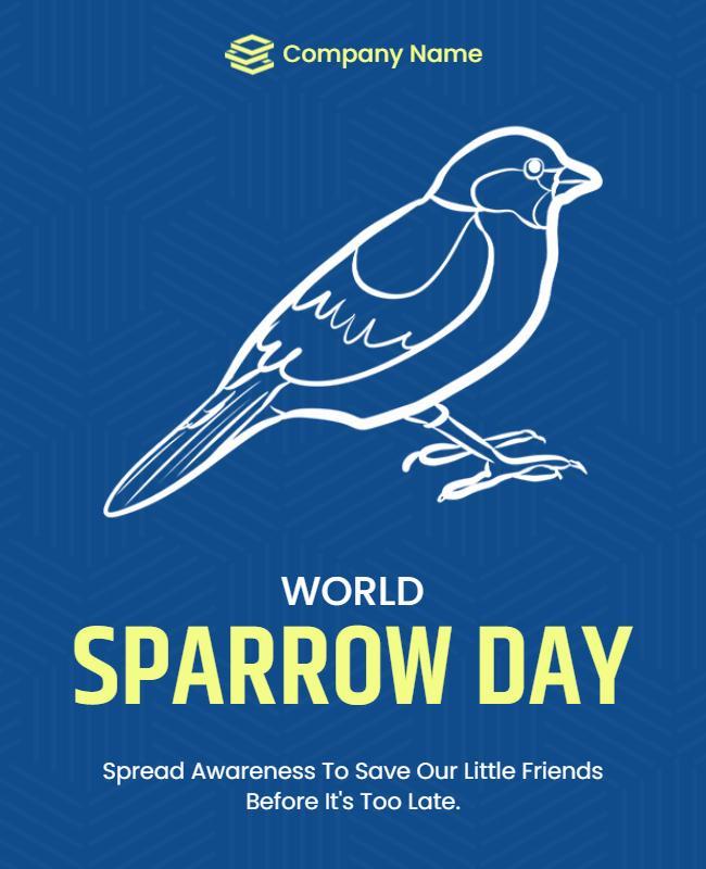 Minimalist Blue World Sparrow Day Awareness Poster Template
