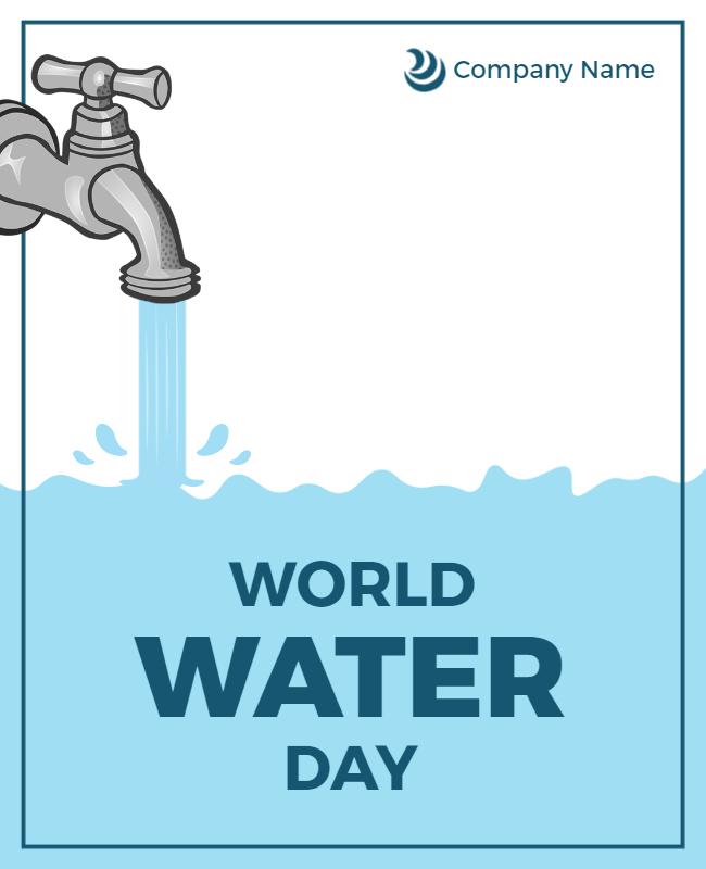 Minimalist Blue World Water Day Awareness Poster Template