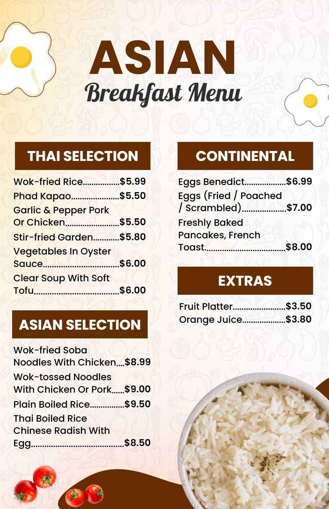 Minimalist Brown and White Asian Menu Template