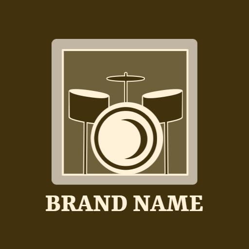 Minimalist Brown Drummer Design Featuring Classic Drum Set Logo Template