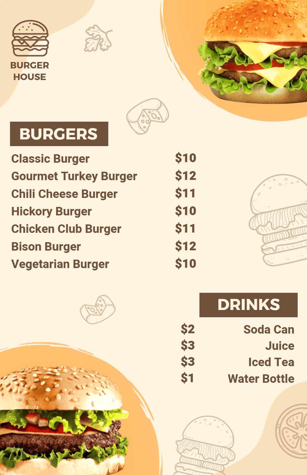 Minimalist Brown Tones Burger Selection Menu Template