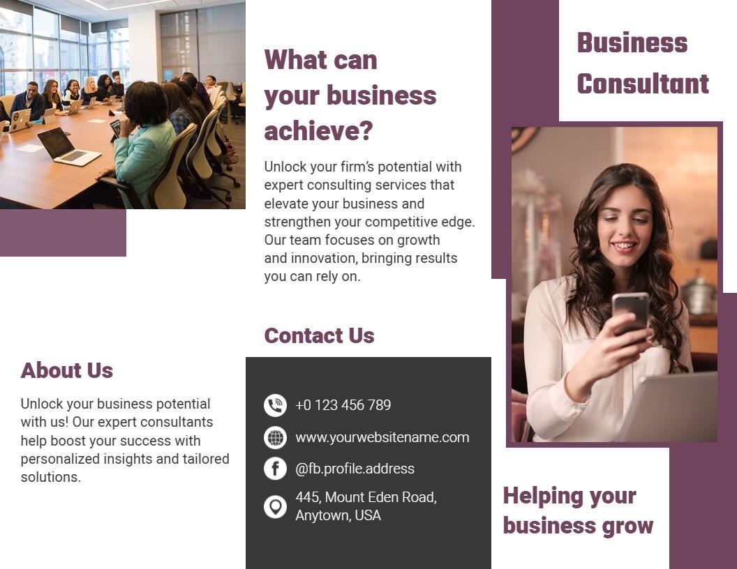 Minimalist Business Consulting Growth Services Brochure Template